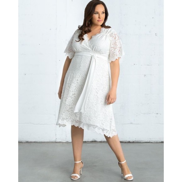 Kiyonna Wedding Dress 2X Bride Graced with Love Style Flutter Sleeve Detach Sash - Picture 5 of 12